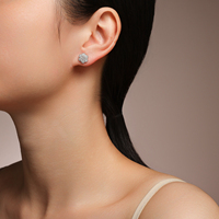 Boucles d'oreilles en moissanite, argent sterling 925, motif floral, taille brillant rond, à visser, pour femme, cadeau de mariage