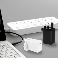 Cargador GaN de 65W con Enchufe para Reino Unido, Adaptador de Carga Rápida Tipo-C con Protección OTP/OVP, Compatible con PD3.0 y Salida de 20V para Auriculares