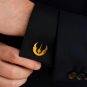 Boutons de manchette <span class=keywords><strong>Star</strong></span> <span class=keywords><strong>Wars</strong></span> Jedi Order en acier inoxydable poli miroir, cadeau unique pour fans de films de science-fiction, accessoire pour garçons d'honneur, bijoux geek pour hommes - Product Image 3