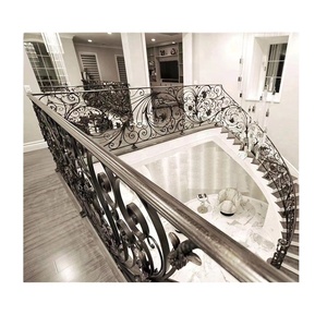 Garde-corps de luxe en fer forgé doré pour appartement belle garde-corps d'escalier en fer doré - Product Image 6