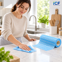 Lingettes de cuisine réutilisables en non-tissé multi-couches absorbant l'huile, rouleau de serviettes de cuisine en spunlace pour nettoyer la table à manger
