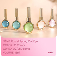 Pour OEM, marque privée, personnalisation, vernis gel œil de chat pastel printanier, 36 couleurs, 15 ml, durcissement UV LED, flacon écologique