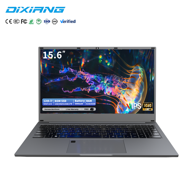 15.6 Inch 12th Gen Core I7-1255U Laptop 16GB RAM 128-512GB SSD IPS 1080P Ordinateur Portable