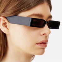Lunettes de soleil rectangulaires noires tendance rétro 2025 avec logo personnalisé, pour hommes et femmes, protection UV400, monture petite, lunettes de soleil carrées pour hommes et femmes