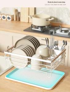 HUOLI 2026 Nouveau support de rangement en métal de style japonais avec égouttoir pour vaisselle, organisateur de cuisine, gain de place, prix direct usine - Product Image 4