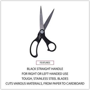 UNV92010 Universal de 8.5 Pulgadas Largo 3.75 pulgadas. Tijeras de Oficina Negras de Longitud Corta con Mango Desplazado, Tijeras de Papel de Acero Inoxidable - Product Image 4