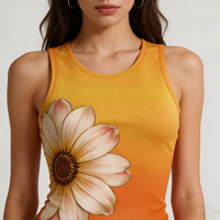 Top Corto Sublimado de Algodón/Spandex de Alta Calidad Personalizado en Varios Colores, Camisetas sin Mangas para Mujer