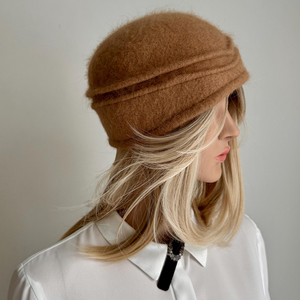 Cappello Fedora Personalizzato di Lusso in Cashmere, Lana e Seta, con Risvolto Lavorato a Maglia e Pelliccia - Product Image 1