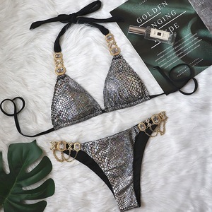 OEM Swimwear 2021 <strong>Sesy</strong> Women Swimsuits Sexy Snake Skin Rhinestone Bikini - Product Image 3