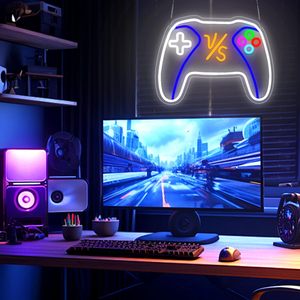 Enseigne néon <span class=keywords><strong>VS</strong></span> Gamepad - Lumière <span class=keywords><strong>LED</strong></span> blanc chaud alimentée par USB, indice IP20, pour salle de jeux/décoration de chambre d'adolescent - Product Image 3