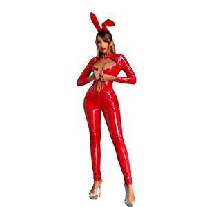 MOGlovers Open inguine y biancheria intima donna pelle verniciata olio brillante banca morta tuta acqua uniforme - Product Image 5