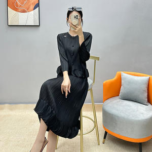 La nouvelle annonce automne et hiver tempérament à manches longues Tweed veste gilet et fesses enveloppé robe deux pièces ensemble - Product Image 5