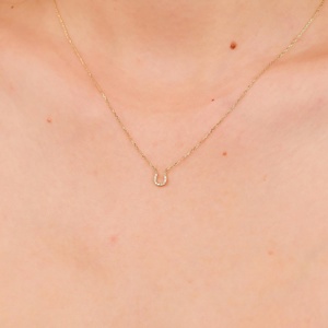 Nouveautés : Collier Pendentif Fer à Cheval en Argent Plaqué Or 14 carats avec Zircon Cubique Brillant, Bijoux de Mode Exquis pour Femme - Product Image 2