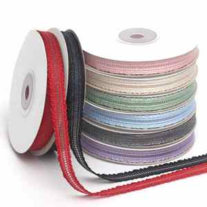 Cinta de Organza de Poliéster con Borde Festoneado a Rayas de 1 cm y 25 Yardas, Delicada y Elegante, para Envolver Regalos de Boda y Ramos de Novia - Product Image 1
