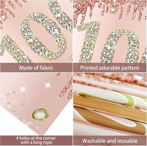 Bannière Joyeux 100e <span class=keywords><strong>Anniversaire</strong></span> Rose Doré en Polyester, Accessoires de Photobooth, Décorations de Fête pour Femmes et Rentrée Scolaire - Product Image 3