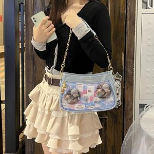 Универсальная джинсовая сумка-кроссбоди в японском стиле с цепочкой, из искусственной кожи, винтажная, женская, с подкладкой из полиэстера, новый тренд - Product Image 6