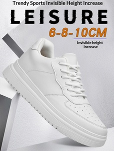 Nuove Scarpe Estive da Uomo con Tomaia in Microfibra, Chiusura con Lacci, Ventilazione, Aumento di Altezza Invisibile di 10cm, Stile Casual Coreano Bianco - Product Image 6