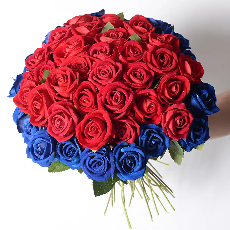 Rosas artificiales para decoración de San Valentín, flores artificiales, tela de seda