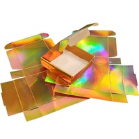 Boîte cadeau holographique en or métallique brillant or irisé emballage de cosmétiques boîte d'emballage pour collier de bijoux