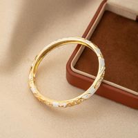 Gelang Bangle Terbuka Enamel Zirkon Lebar 0.6 untuk Wanita, Lapisan Emas 18K, Desain Bunga, Gaya Istana, Mode Cina