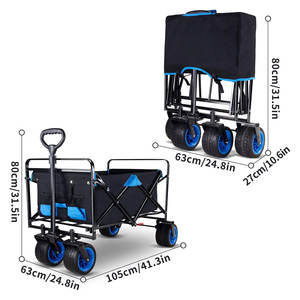 GT2140 Chariot de camping pliable à plate-forme à quatre roues avec auvent pour jardin extérieur et plage - Product Image 2