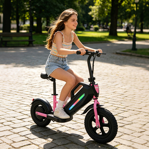 <span class=keywords><strong>Trottinette</strong></span> électrique rose pour filles, pneus antidérapants de 12 pouces, <span class=keywords><strong>trottinette</strong></span> électrique d'équilibre pour enfants avec lumière RGB, siège réglable - Product Image 1