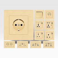 Interruptor de pared europeo de un solo toque, de una o dos vías, con panel de PC ignífugo, botón de doble clic, interruptor eléctrico LED 10A