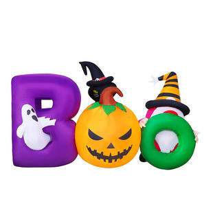 Citrouille et fantôme gonflables d'Halloween avec lumières LED intégrées pour décoration de pelouse de jardin de cour de fête extérieure intérieure - Product Image 1