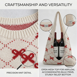 Bolso <span class=keywords><strong>de</strong></span> Mano Tejido Grueso Premium SHINY en Oferta, Bolso Tote Jacquard con Lazo Rojo Personalizado <span class=keywords><strong>para</strong></span> Mujer, Bolso <span class=keywords><strong>de</strong></span> Hombro Tejido Estilo Y2K - Product Image 4
