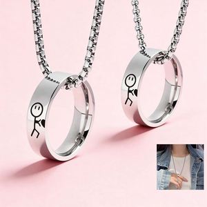 Collane per Coppie alla Moda con Pendente Abbraccio d'Amore, Lei per Sempre Lui Sempre - Product Image 1