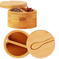 Di bambù Condimenti Scatola di Sale Da Cucina Spezie Pepe Cantine di Stoccaggio Contenitore Di Bambù di Legno di Legno di Pepe Saliera con il cucchiaio