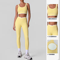 Conjunto de yoga personalizado para mujer con diseño de bloques de color, conjunto deportivo para fitness, entrenamiento, correr, con sujetador de espalda hermosa