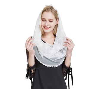 Voile de mariée noir en dentelle de style chapelle Infinity, voile <span class=keywords><strong>catholique</strong></span> pour femme, couvre-chef pour <span class=keywords><strong>la</strong></span> messe latine - Product Image 1