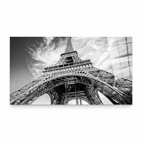 Toile imprimée Art déco, décor paysager de la Tour Eiffel de Paris avec panneau en verre trempé - Décoration murale à suspendre