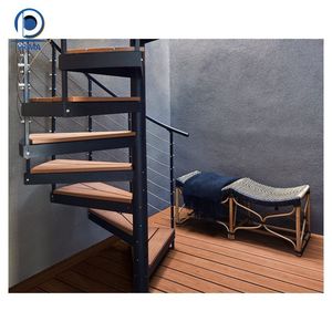 Nhà Sản Xuất Bán Hàng Trực Tiếp Penthouse Biệt Thự Trong Nhà Cầu Thang Tread Và Thép Carbon Lan can Cong Cầu Thang Xoắn Ốc Cầu Thang - Product Image 3