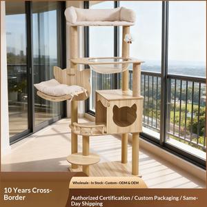 Arbre à chat en panneau <span class=keywords><strong>de</strong></span> densité en gros avec nid intégré, design semi-circulaire et grande <span class=keywords><strong>maison</strong></span> d'arbre pour chats d'intérieur - Product Image 3