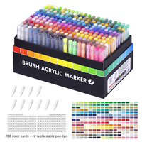 Marqueurs acryliques liquides Guangna 24 couleurs, prêts à être expédiés, séchage rapide, sans bavures, stylos à peinture à valve, kit artistique multi-surfaces