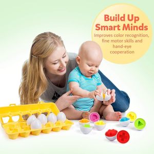 Ensemble d'oeufs assortis Montessori 12 pièces apprentissage précoce éducatif motricité fine jouets pour tout-petits de <span class=keywords><strong>2</strong></span> à 4 ans - Product Image 4