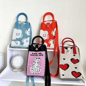 Borsa da polso da donna a tracolla con Mini borsa a maglia a cartone animato - Product Image 1