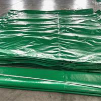 Bâche en PE sur mesure vert foncé, extérieur argenté, intérieur PE, imperméable, réfléchissante à la chaleur, avec œillets en aluminium
