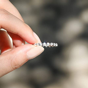 Anillos de Boda CANNER de 2 mm con Circonita Cúbica, Anillos de Compromiso Apilables de Eternidad Completa, Plata de Ley S925 - Product Image 5