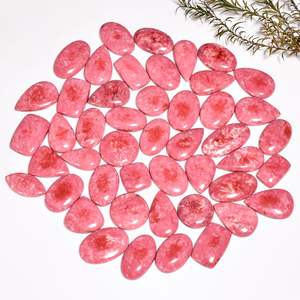 100% Natural Pink Thulite Quartz Gemstone Cabochon <b>Beads</b> Indian Supplier for Jewelry <b>Making</b> for Pendant <b>Bracelet</b> Earring - Product Image 1