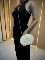 Sac de soirée vintage en perles pour femme, collection été 2026, sacs à main perlés en forme de coquillage, sac à chaîne, sac de fête années 20, sac de soirée en perles artificielles