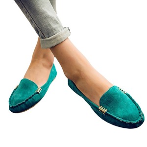 Mocasines informales de suela plana con hebilla mental de ante para mujer, mocasines para mujer, estudiante - Product Image 5