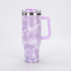 Vaso para caminar de acero inoxidable con mango de 40 onzas con pajita Logotipo personalizado Taza de viaje de aventura para acampar - Product Image 2