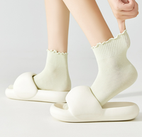 Chaussettes courtes respirantes en coton tricoté pour filles, à volants, couleur unie, pour usage quotidien et décontracté – Grande Vente