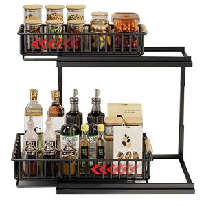 Panier de rangement coulissant 2 niveaux pour tiroir de cuisine, organisateur sous armoire, excellent rapport qualité-prix - Product Image 1