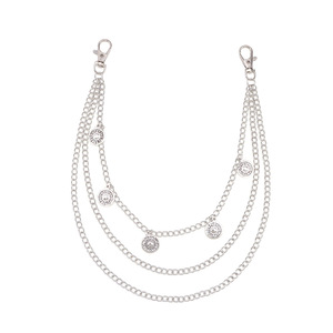 โซ่คล้องกางเกงโลหะหลายชั้นพร้อมจี้รูปพระอาทิตย์ โซ่คาดเอวสไตล์ฮิปฮอปสำหรับใส่ทุกวัน สีเงินทิเบต - Product Image 5