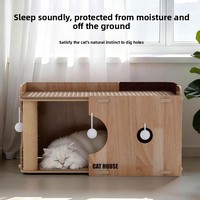 Lit carré pour chat de style nordique d'été, double couche, avec griffoir en sisal, design semi-fermé et tapis rafraîchissant pour une sensation de sécurité.