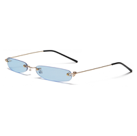 Lunettes de soleil étroites hommes sans monture été 2025 rouge bleu noir lunettes de soleil rectangulaires pour femmes petites nuances de visage